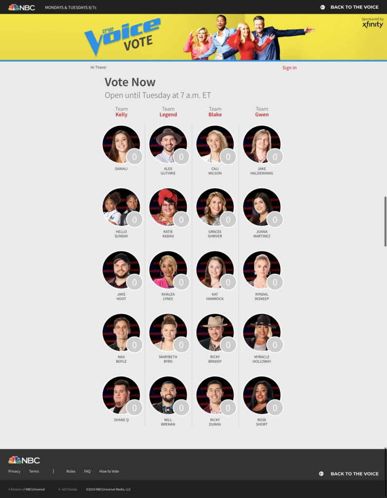Screenshot of The Voice App